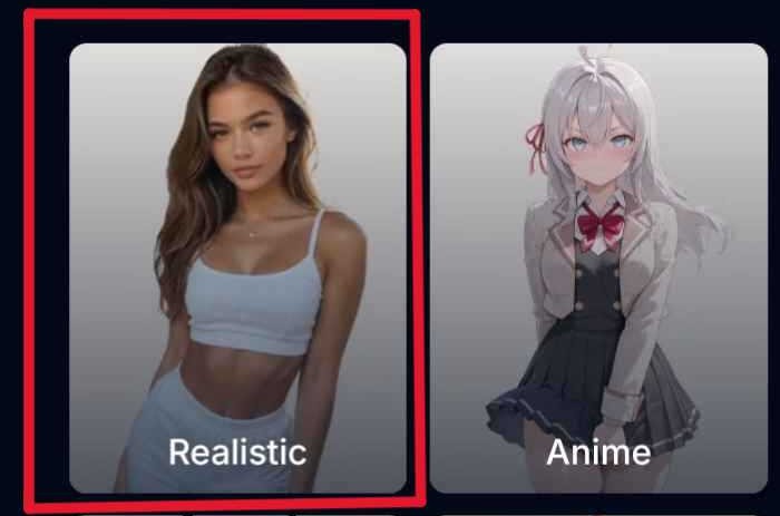 AI彼女のスタイル選択画面